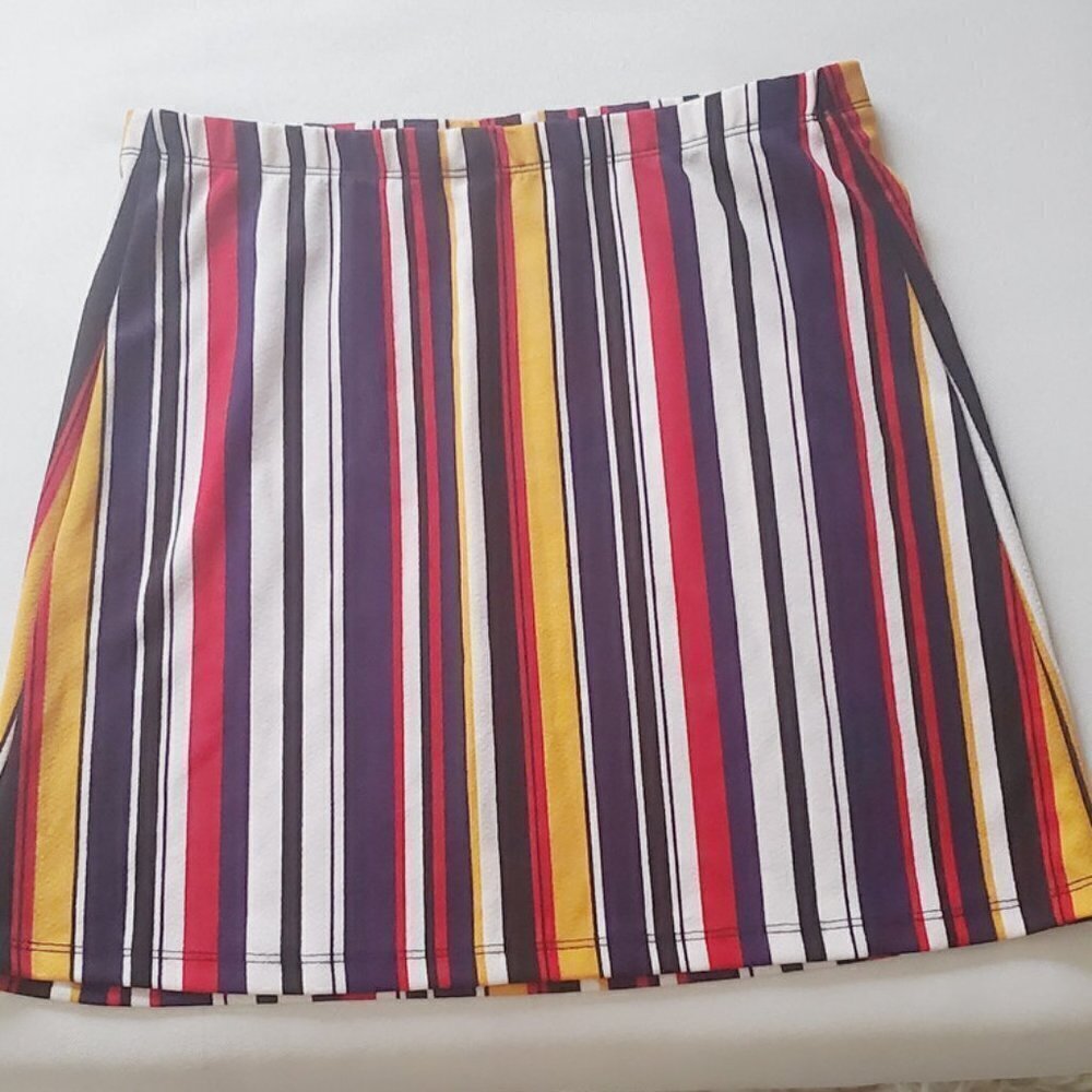 Multicolor Striped Waist Stretch Skirt. 🌴